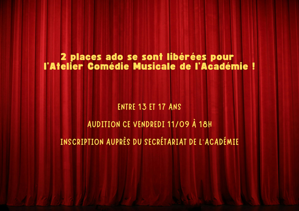 Nouvelles places en Comédie Musicale !